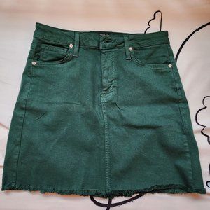 Green denim mini skirt